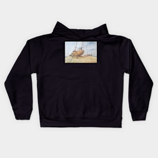 Boats Dungeness Beach Kent England Britain Landscape Kids Hoodie